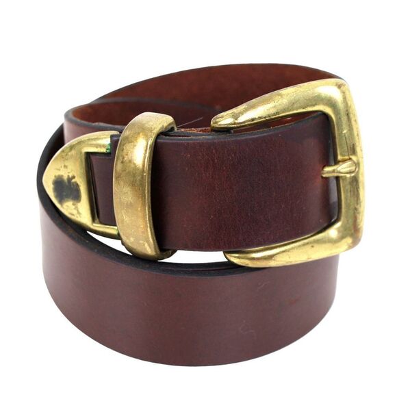 VTG BROWN GENUINE LEATHER 1 3/8"Wd CASUAL DRESS WOMEN'S BELT Sz M (X62 - Picture 2 of 11